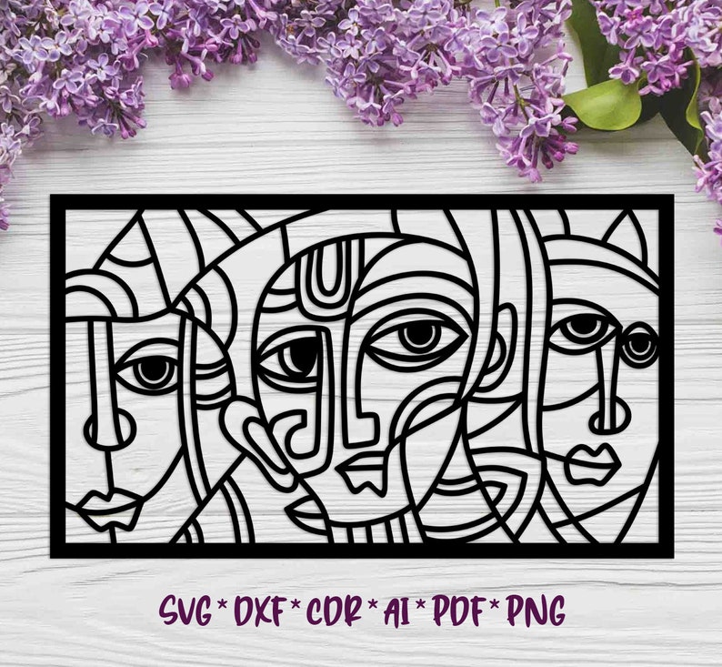 Picasso 10, SVG, DXF, AI digital vector design for plasma and laser cutting or printing Glowforge Cricut Wall art, Abstraction image 1