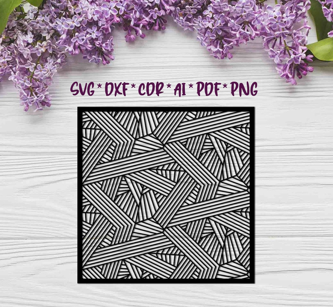 Abstract Lines Panel, SVG, DXF, AI Digital Vector Design for Plasma and ...