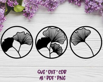 Ginkgo Biloba | Leaves | SVG, DXF, AI digital vector files for plasma and laser cutting or printing | Glowforge | Cricut | Wall decor