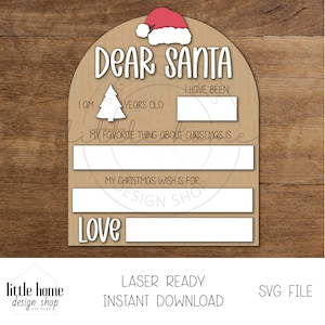 Caro segno di Babbo Natale in formato Svg, lettera al file laser con segno di Babbo Natale, lavagna di Babbo Natale cancellabile a secco, Natale per bambini in formato Svg, lista dei desideri di Natale in formato Svg