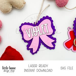 Valentinstag Schleife Korb Tag svg, Deckchen Schleife Geschenkanhänger Laser-Datei, ausgebogt Schleife Tag svg, Valentinstag Geschenkanhänger Laserdatei, Kind Valentinstag Korbanhänger