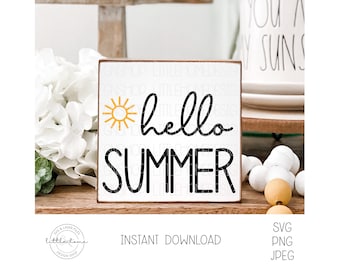 Hallo zomer-bord voor Cricut SVG, zomer DIY afdrukbare (digitale download)