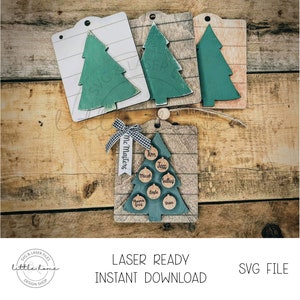 Christmas Tree Family Name Ornament Svg, Personalized Family Name Ornament Svg, Custom Name Ornament Svg, Personalized Ornament Laser File