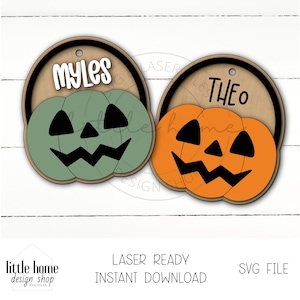 Süßigkeits-Eimer-Halloween-Korb-Tag-Svg, Halloween-Kürbis-Korb-Namensschild-Svg, Boo-Korb-Tag-Laser-Svg, Kinderkorb-Tag-Laser-Datei