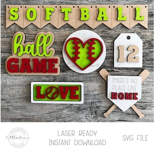 Softbal gelaagde lade SVG, sport gelaagde lade laserbestand, softbal lasergesneden bestanden, honkbal bundel SVG, honkbal lasergesneden bestanden