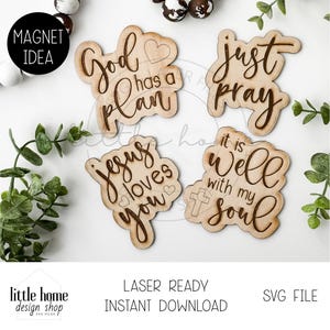 Religiöse Kühlschrankmagnet Laserdateien, Bibel Vers Kühlschrankmagnete SVG, Magnet Laserdateien, christliche und religiöse Sprüche SVG, Sprichwörter geschnitten