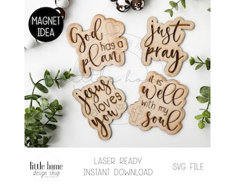 Religious Magnet Bundle Laser SVG File, Christian Sayings Svg (Digital Download)
