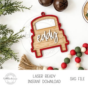 Christmas Ornament Laser File, Farmhouse Christmas Ornament Laser File, Personalized Christmas Ornament Svg, Christmas Stocking Tag Svg