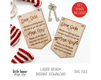 Santa's Magic Key deurhanger laserbestand SVG (digitale download)