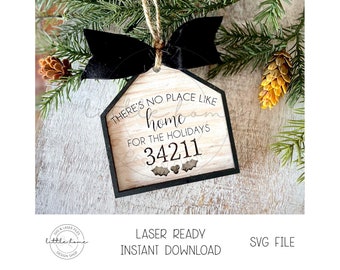 Postcodeornament laser-SVG, Christmas First Home-ornament (digitale download)