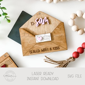 Titular de la tarjeta de regalo de San Valentín Archivo svg cortado con láser, Archivo láser de sobre de San Valentín, Archivo láser de etiquetas de San Valentín