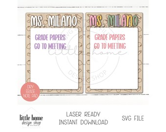 Personlig torrsuddig anteckningsblock för lärare med laser SVG-fil (digital nedladdning)