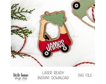 Cozy Coupe Ornament Laser File, Baby Christmas Stocking Tag SVG Cut File (Digital Download)