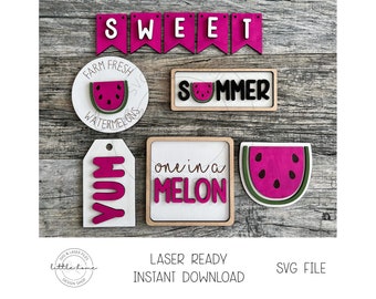 Watermelon Tiered Tray Laser SVG Bundle, Summer Laser Cut File (Digital Download)