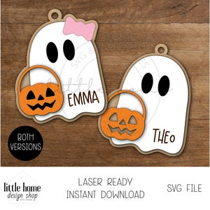Geist-Korb-Namensschild-Svg, Mädchen-Geist-Bogen-Namensschild-Svg, Boo-Korb-Namensschild-Svg, Süßes oder Saures Korb-Tag-Svg, Halloween-Boo-Korb-Tag-Svg