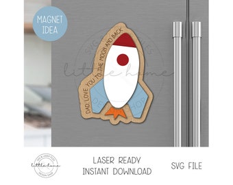 Fars dag raketskepp laser SVG, rymdmagnet klippfil (digital nedladdning)