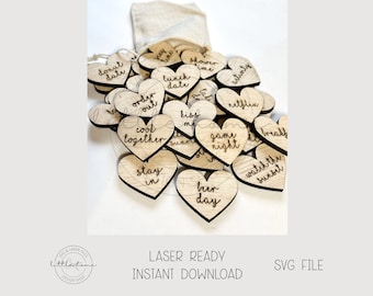 Valentijnsdag tokens laser-svg, datum nacht tokens bestand (digitale download)