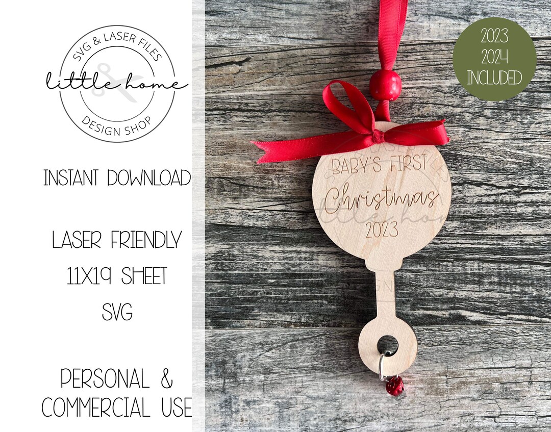 Babys First Christmas Ornament 2023 Svg, Baby Ornament Svg, Baby Rattle