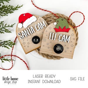Santa Cam Elf Cam Bundle Svf, Santa Cam Ornament Laser File, Elf Surveillance Svg, Christmas Ornament Svg, Personalized Ornament Laser File