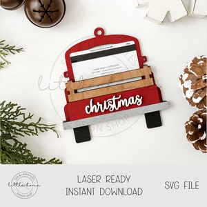 Weihnachten LKW Ornament Laser-Datei, Weihnachten Geschenk Kartenhalter Laser-Datei, Weihnachten Tag svg, Weihnachtsverzierung Geschenkkartenhalter svg