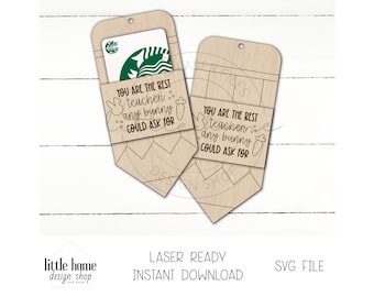 Pasen leraar cadeaukaart laser SVG-bestand, leraar koffie geldhouder (digitale download)