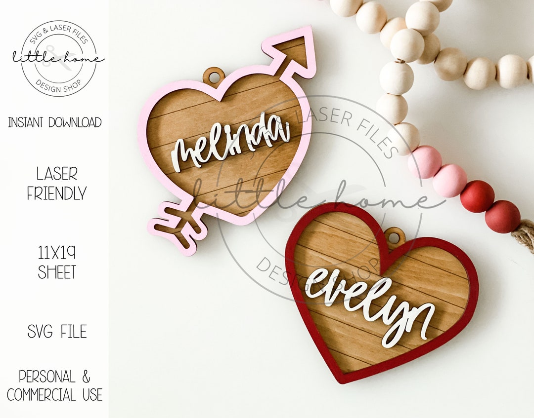 Valentine gift tag svg heart name tags svg valentine name etsy