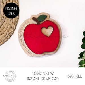 Ímã de geladeira Apple Dia das Mães Svg, Arquivo a laser para ímã de geladeira Dia das Mães, Arquivo de corte a laser para ímã, Mãe, você é a menina dos meus olhos Svg
