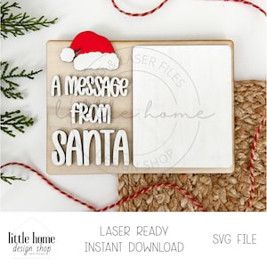 Un messaggio da Babbo Natale bacheca Svg, bacheca di Babbo Natale cancellabile a secco, file laser Santa Cam, bacheca di Natale cancellabile a secco Svg, sorveglianza di Babbo Natale Svg