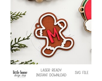 Peperkoekkous tag laser SVG, peperkoek kerstornamentbestand (digitale download)