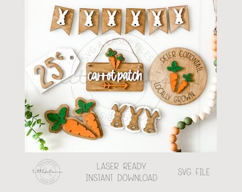 Carrot Tiered Tray Laser SVG File, Easter Bundle Laser Cut Files (Digital Download)
