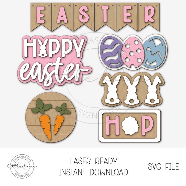 Easter Tiered Tray Svg, Easter Glowforge Svg, Easter Signs Laser File, Spring Tiered Tray Svg