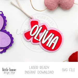 XOXO Heart Valentine Basket Tag Svg, Heart Valentine Gift Tag Laser-bestand, Valentine Heart Name Tags Svg, Valentine Gift Tag Glowforge Svg