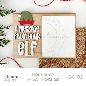 Un mensaje de su elfo svg, tablero de mensajes de elfo de borrado en seco svg, archivo láser del tablero de mensajes de elfo, tablero de borrado en seco de Navidad svg, niño Navidad svg