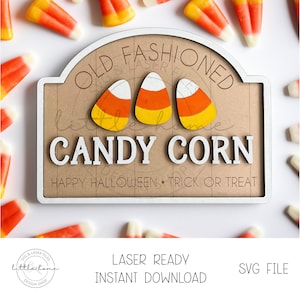 Halloween Laser File, Old Fashioned Candy Corn Svg, Halloween Leaning Sign Svg, Halloween Glowforge File, Candy Corn Laser File