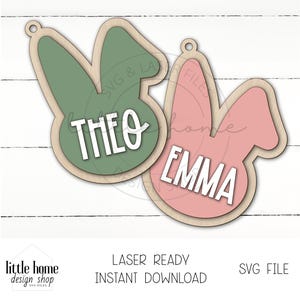 Easter Bunny Basket Tag Svg,  Bunny Hang Tag Laser File, Personalized Easter Basket Tag Svg, Custom Easter Basket Tag Svg