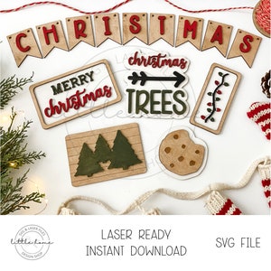 Christmas Tiered Tray Svg, Christmas Laser Cut Files, Christmas Glowforge Svg File, Farmhouse Christmas Laser Files Svg