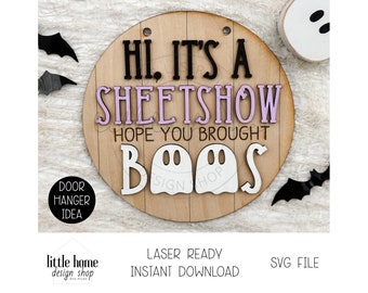 Hope You Browft Boos dörrhängare Laser SVG, rolig Halloween välkomstskylt (digital nedladdning)