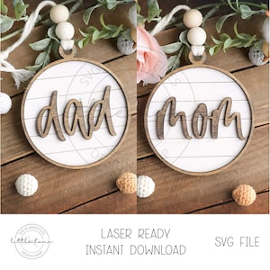 Car Charm Svg, Car Charms Laser Files, Mom And Dad Ornament Svg, Bag Tag Laser File
