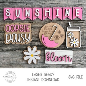 Daisy Tiered Tray Svg, Spring Tiered Tray Svg, Spring Flow Laser File, Spring Shelf Sitter, Spring Laser Cut File, Spring Glowforge Files