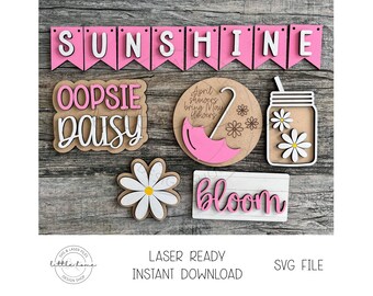 Daisy gelaagde lade laserbestand, lentebloem gesneden SVG-bestand (digitale download)