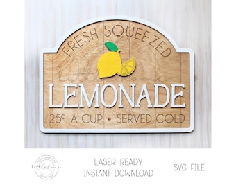 Lemonade Stand Sign Laser Cut SVG File, Summer Shelf Sitter File (Digital Download)