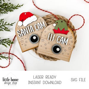 Santa Cam Elf Cam Bundle Svg, Santa Cam Ornament Laser File, Elf Surveillance Svg, Christmas Ornament Svg, Personalized Ornament Laser File
