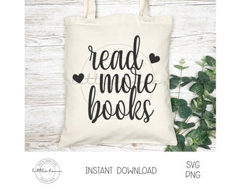 Cricut用Read More Books SVGファイル、読書好き向けトートバッグデザイン（デジタルダウンロード）