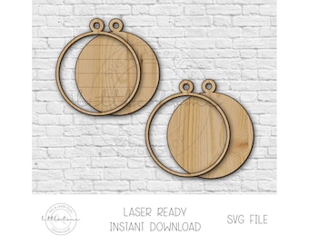 Ornamento em branco Svg, modelo de ornamento em branco, ornamento DIY Svg, ornamento de Natal SVG Glowforge, arquivo de corte a laser para chaveiro em branco