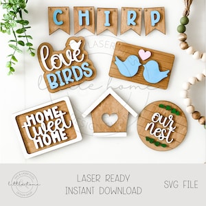 Gestufte Tablett Laser-Svg-Datei, Vogel Tiered-Tablett-Svg-Datei, Frühling Laser-Schnitt-Dateien, Glowforge Laser-bereit-Datei, Frühling Regalsitter-Svg-Datei