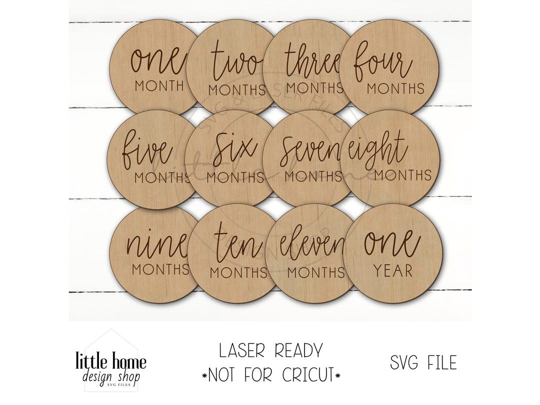 Modern Baby Monthly Milestone Markers Laser SVG File, Milestone Discs ...