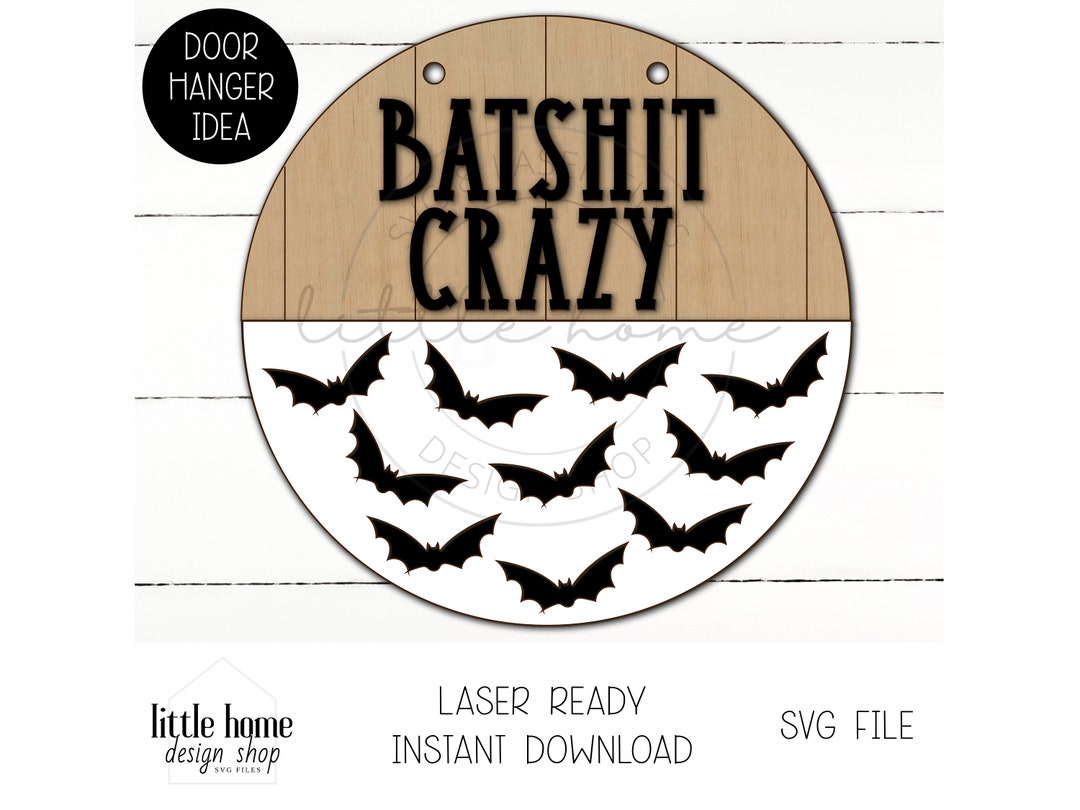 Halloween Bat Door Hanger Laser Cut File, Halloween Welcome Sign SVG ...