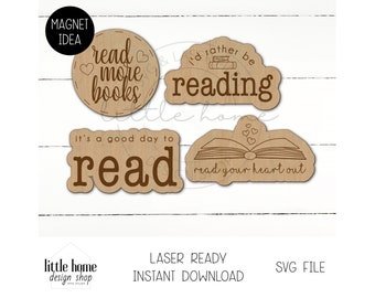 Buchliebhaber Magnet Laser geschnitten SVG-Datei, Lese Zitate SVG (digitaler Download)