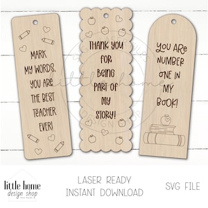 Teacher Bookmark Laser Svg File, Teacher Appreciation Bookmark Laser File, Teacher Gift Laser Cut File, Bookmark Laser File
