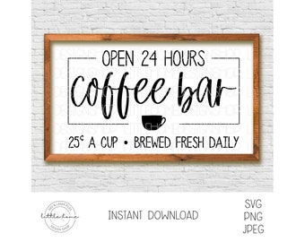 Café-bar imprimable SVG, signe de bricolage de café de ferme pour Cricut (téléchargement numérique)